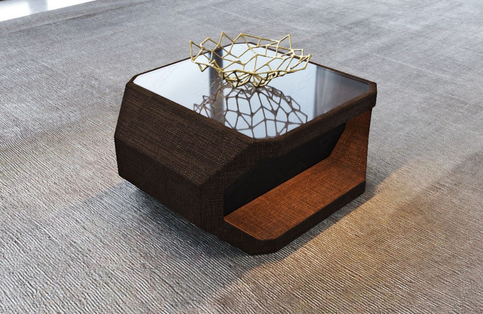 Couchtisch Asti – Modern & Vielseitig in Stoff Braun-Schwarz
