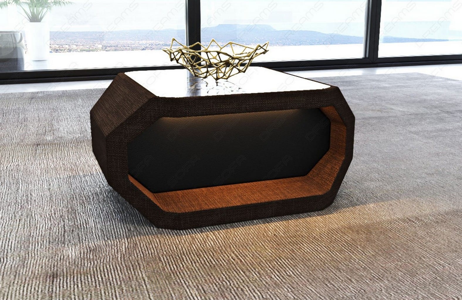 Couchtisch Asti – Modern & Vielseitig in Stoff Braun-Schwarz