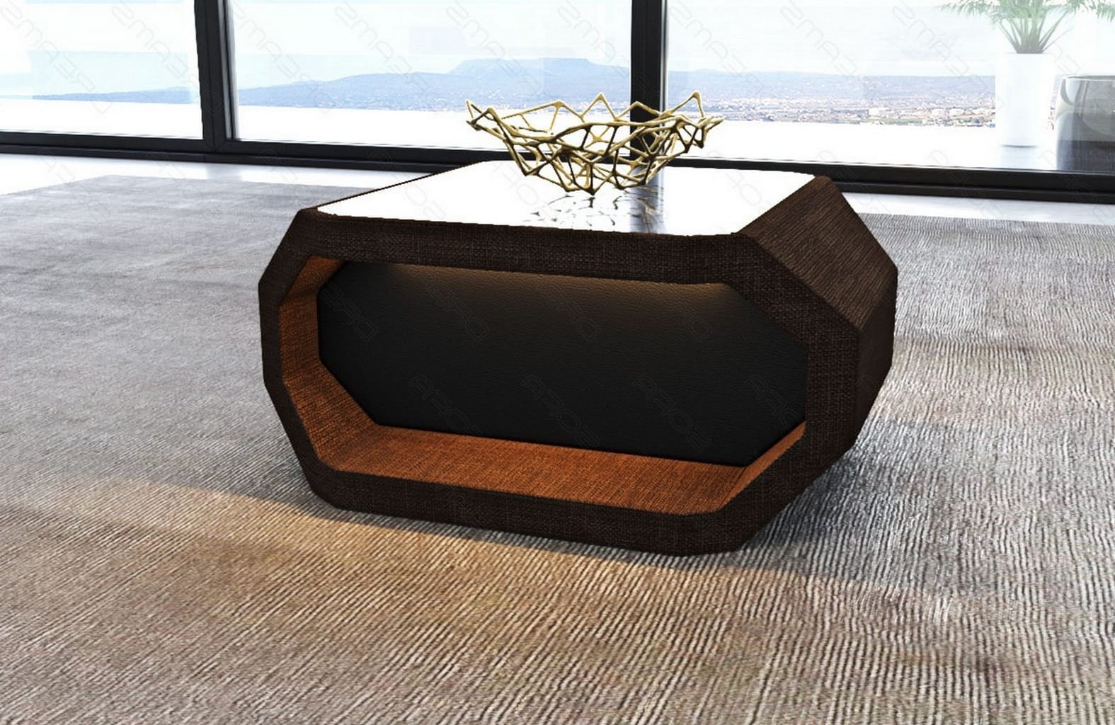 Couchtisch Asti – Modern & Vielseitig in Stoff Braun-Schwarz