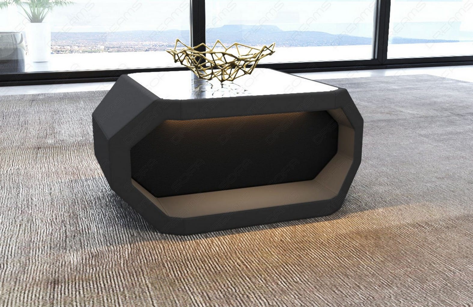Couchtisch Asti – Modern & Vielseitig in Stoff Grau-Schwarz