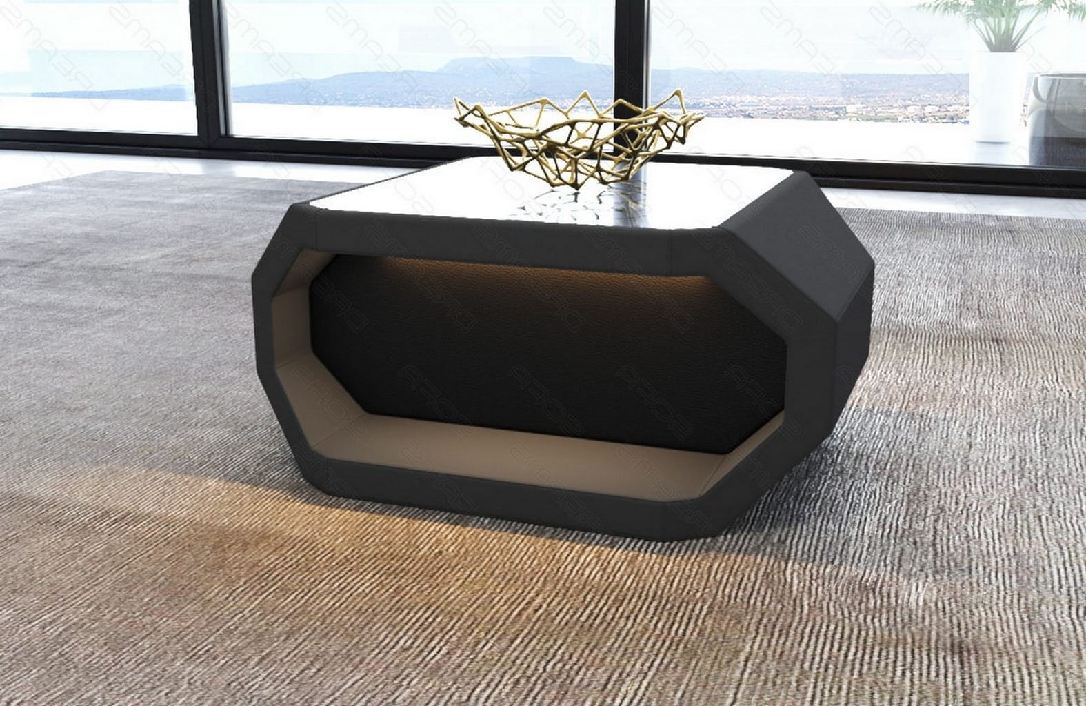 Couchtisch Asti – Modern & Vielseitig in Stoff Grau-Schwarz