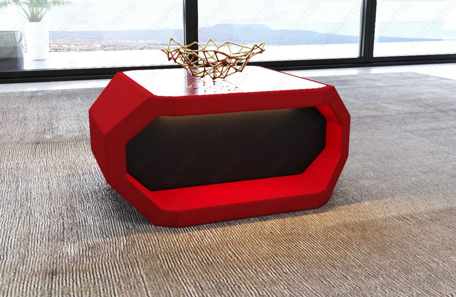 Couchtisch Asti rot-schwarz