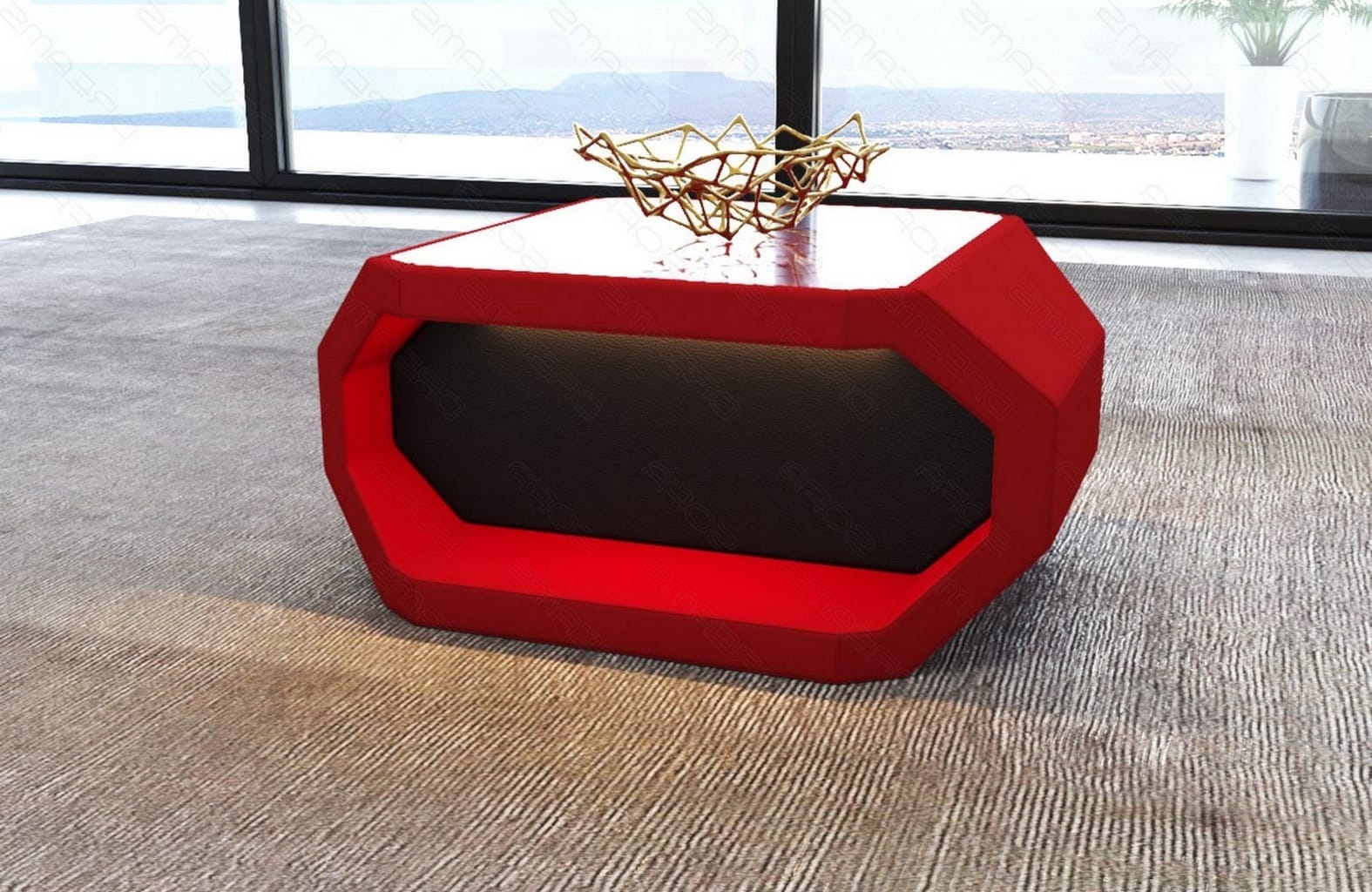 Couchtisch Asti rot-schwarz
