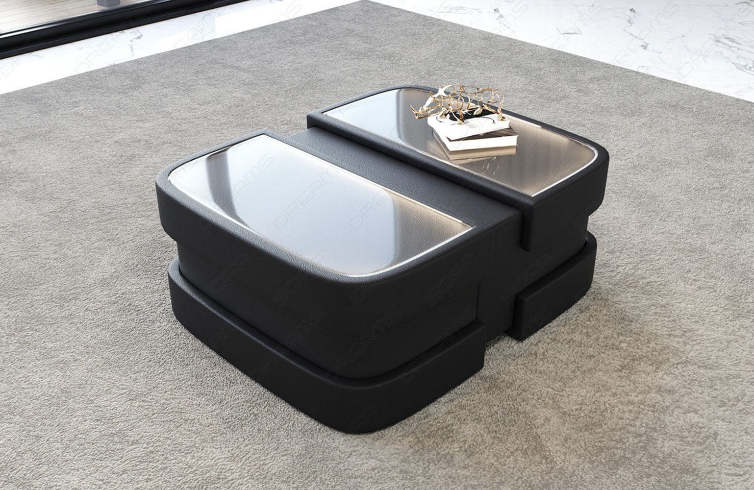 Couchtisch Modell Lederoptik schwarz