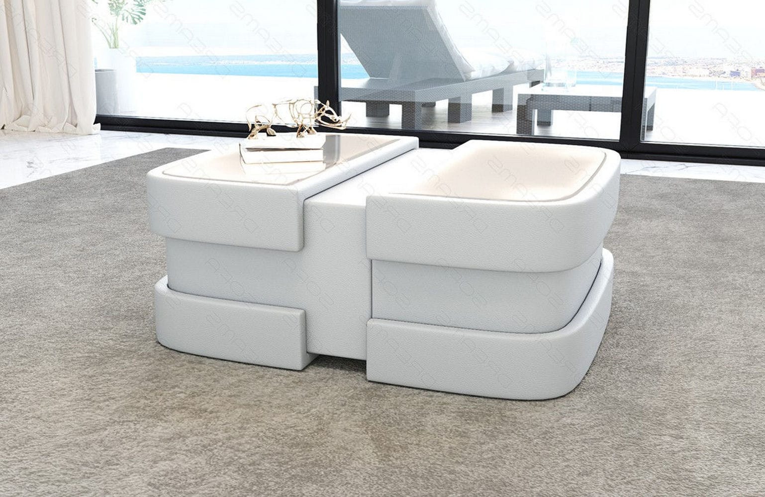 Couchtisch Modell Lederoptik weiß