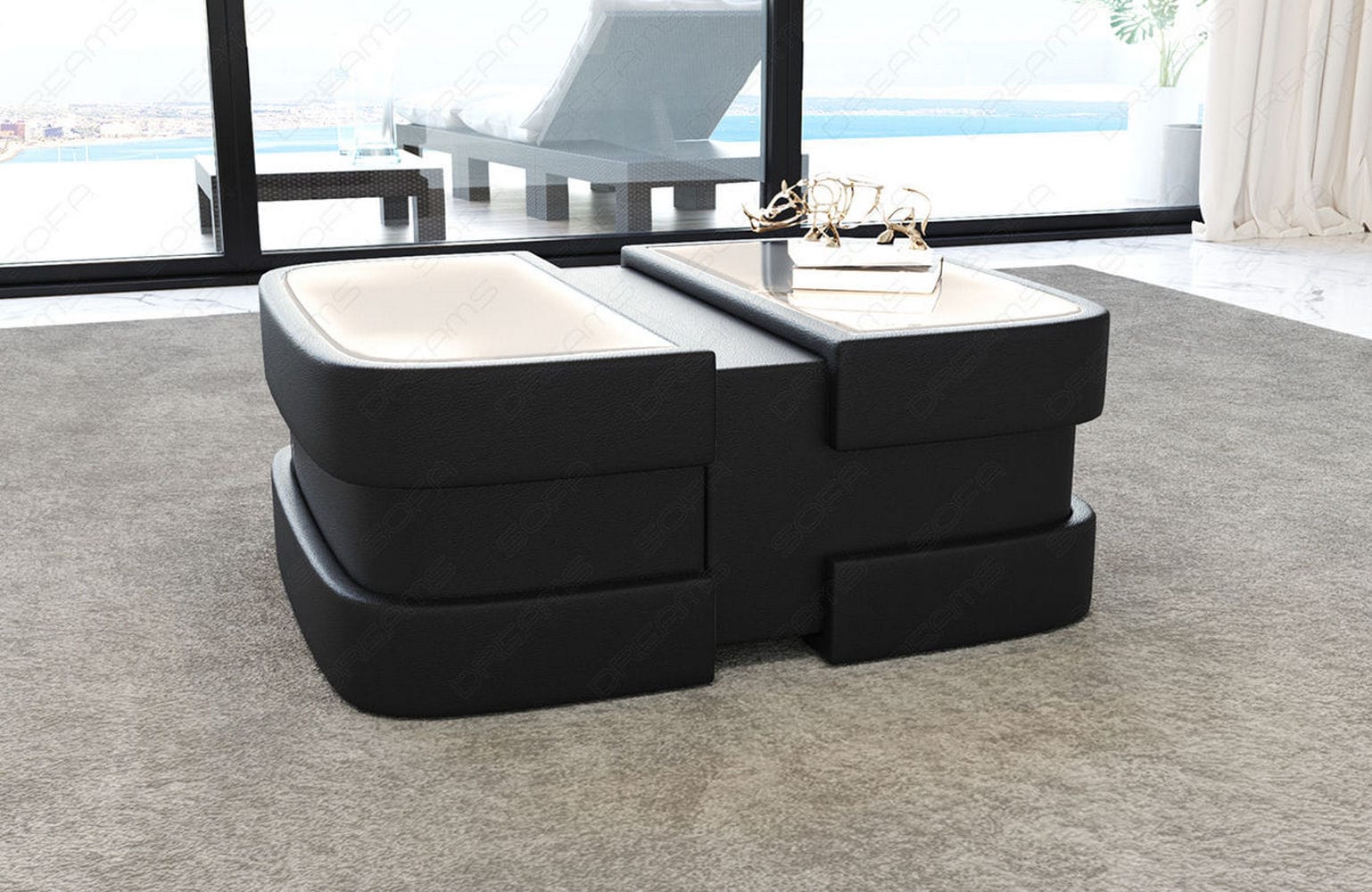 Couchtisch Modell Lederoptik schwarz