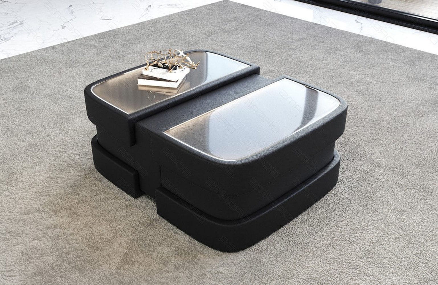Couchtisch Modell Lederoptik schwarz