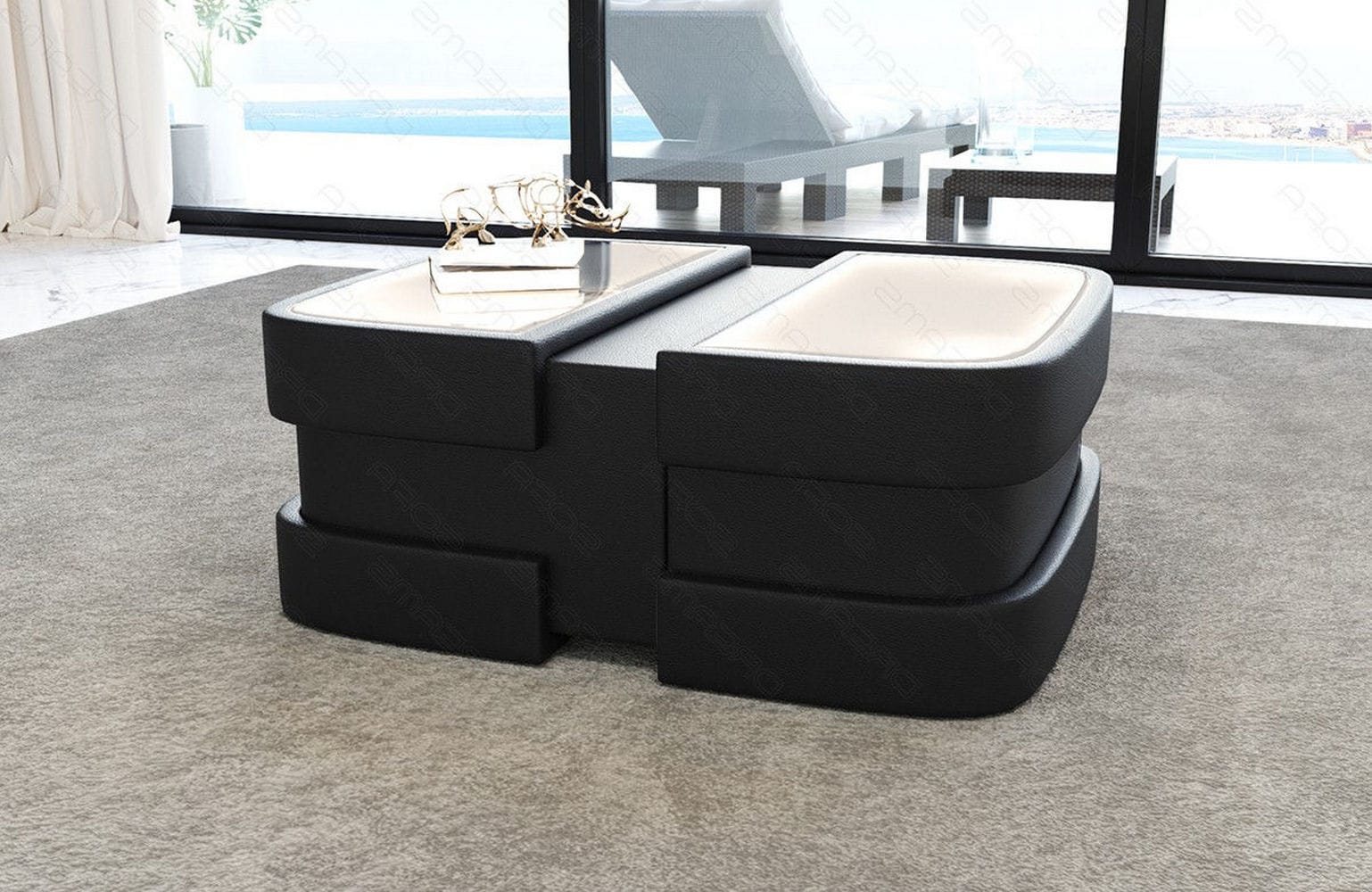 Couchtisch Modell Lederoptik schwarz