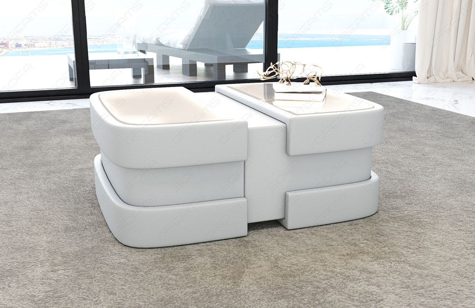 Couchtisch Modell Lederoptik weiß