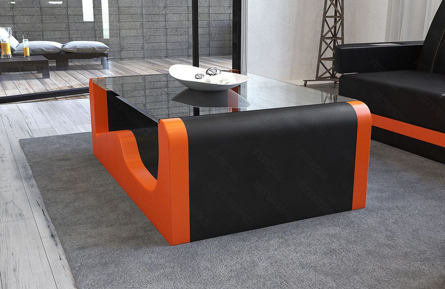 Couchtisch Wave schwarz-orange