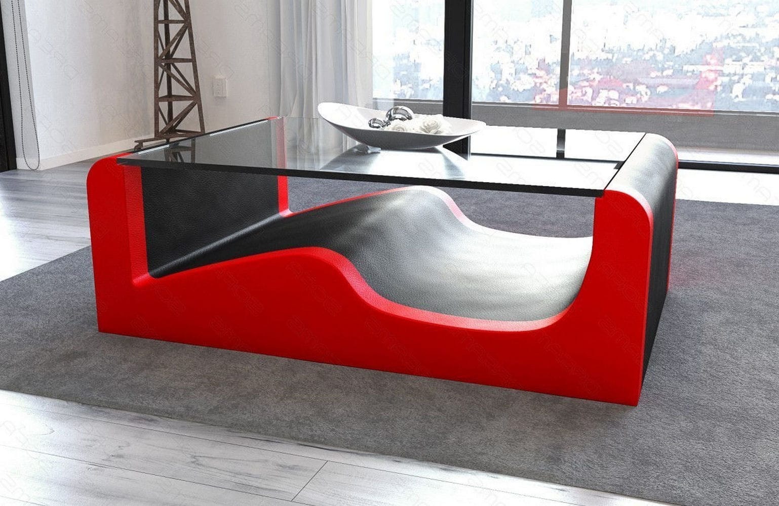 Couchtisch Wave schwarz-rot