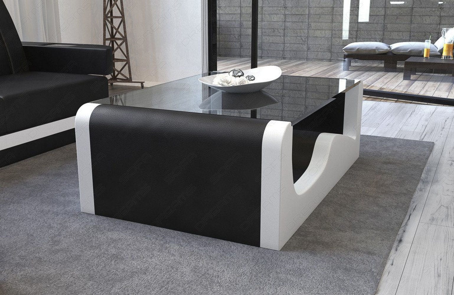 Design Wohnzimmertisch Wave – Modern & Elegant Schwarz-Weiß