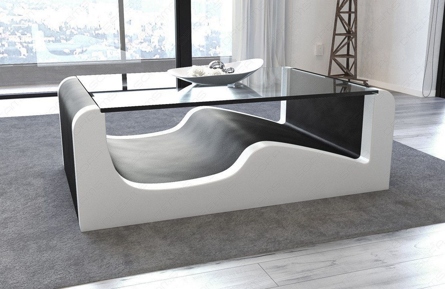 Design Wohnzimmertisch Wave – Modern & Elegant Schwarz-Weiß
