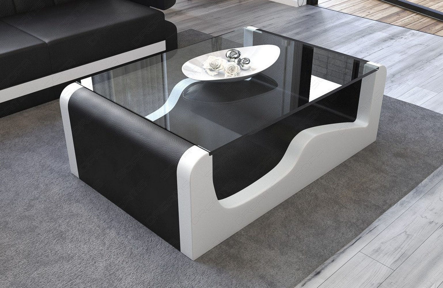 Design Wohnzimmertisch Wave – Modern & Elegant Schwarz-Weiß