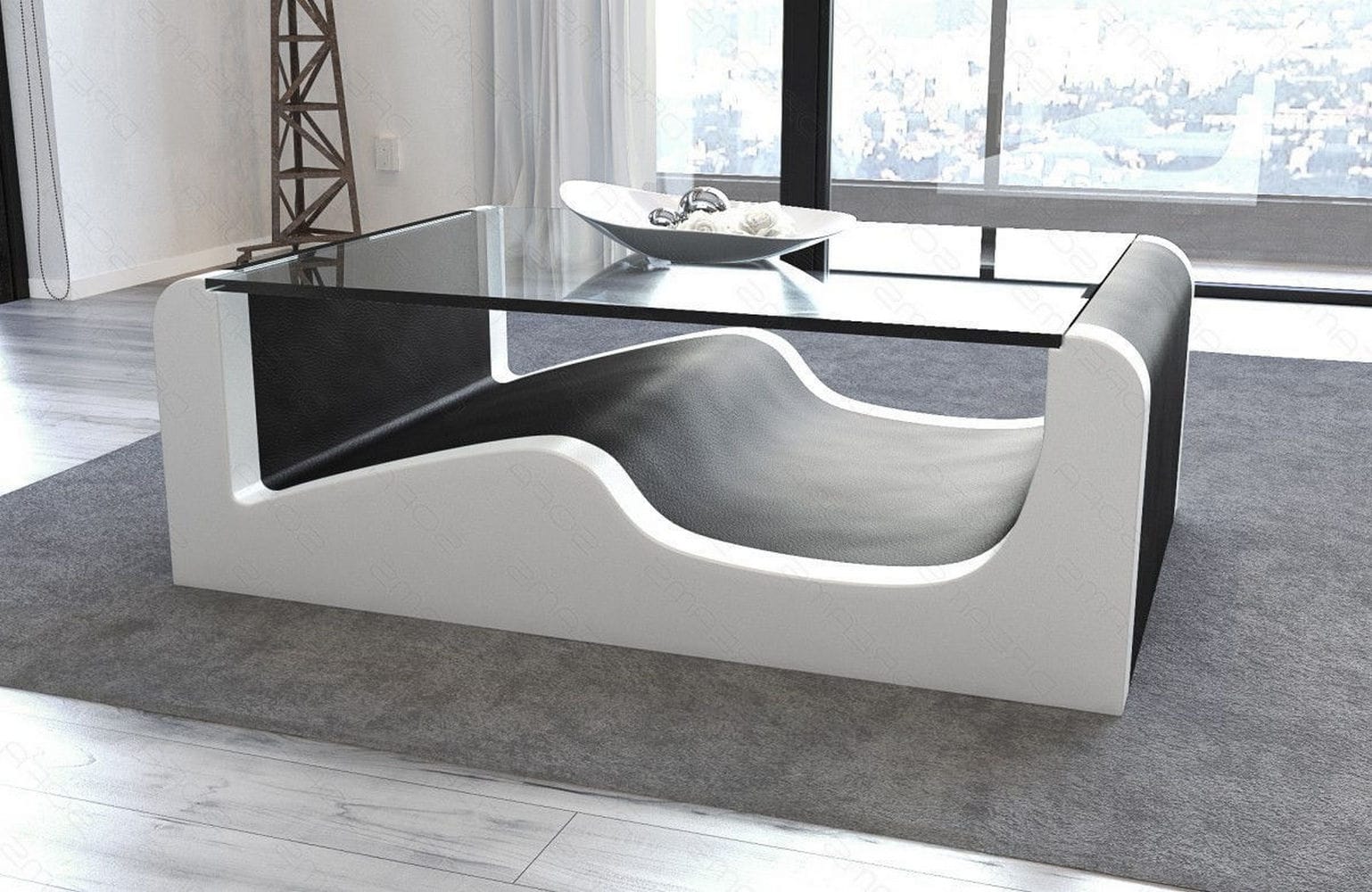 Design Wohnzimmertisch Wave – Modern & Elegant Schwarz-Weiß