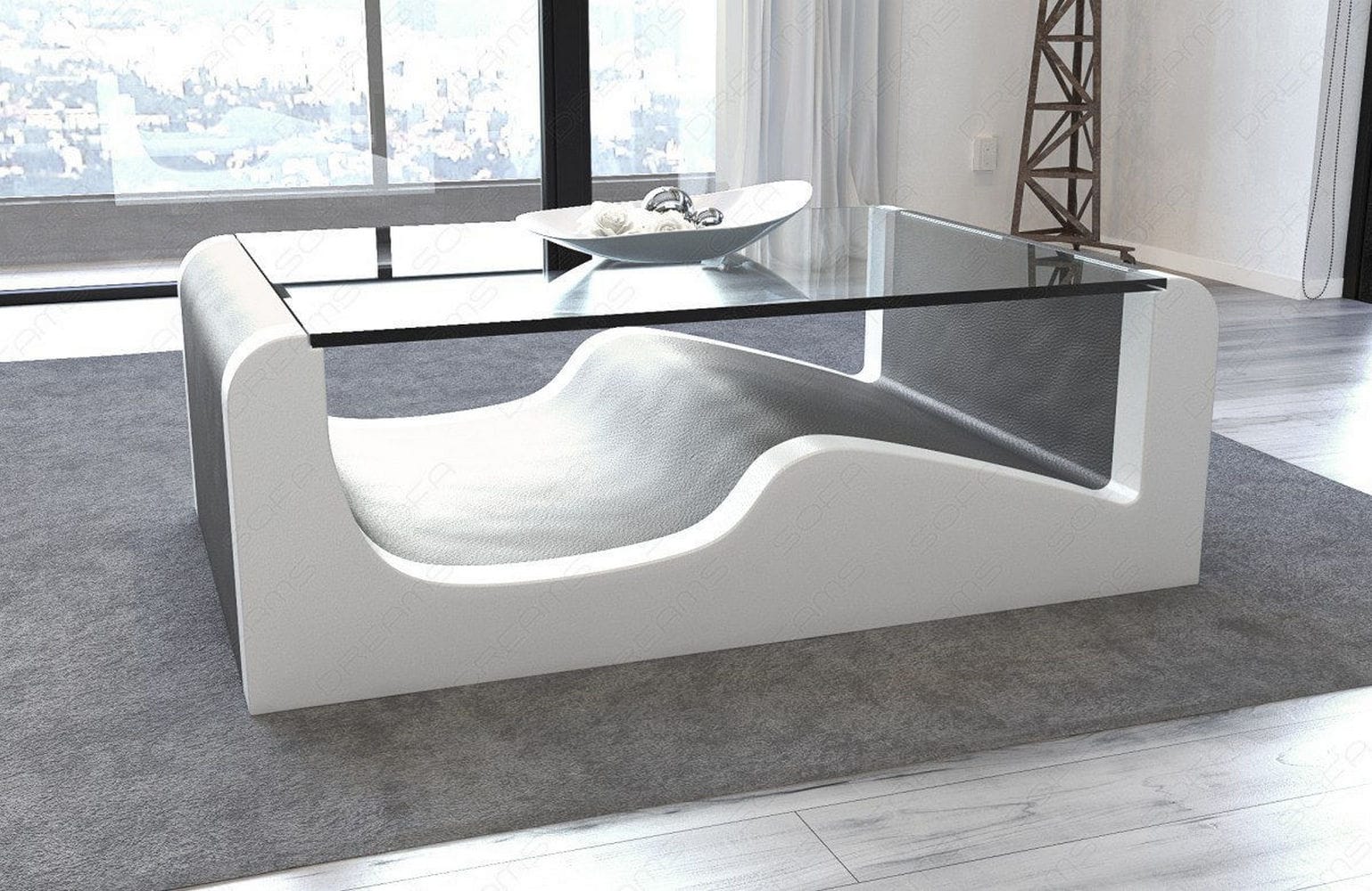 Design Wohnzimmertisch Wave – Modern & Elegant Grau-Weiß