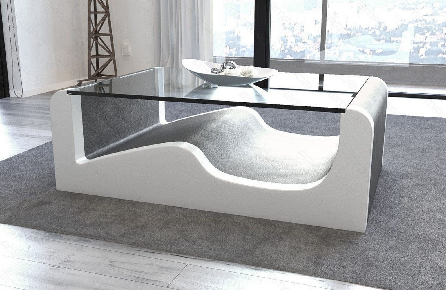 Design Wohnzimmertisch Wave – Modern & Elegant Grau-Weiß