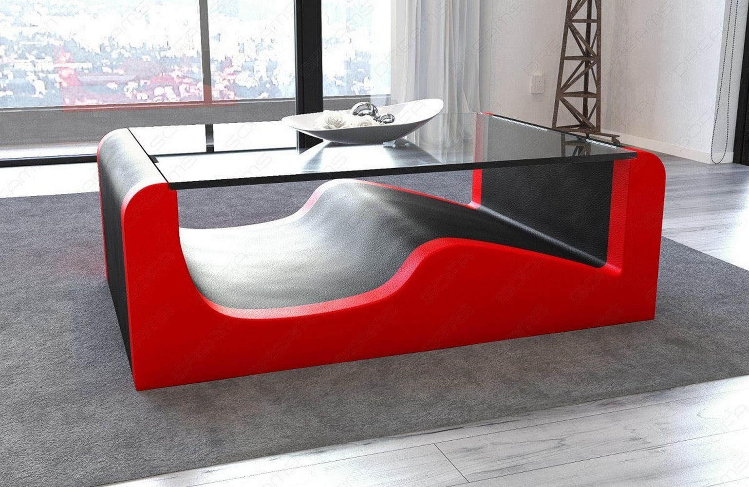 Couchtisch Wave schwarz-rot