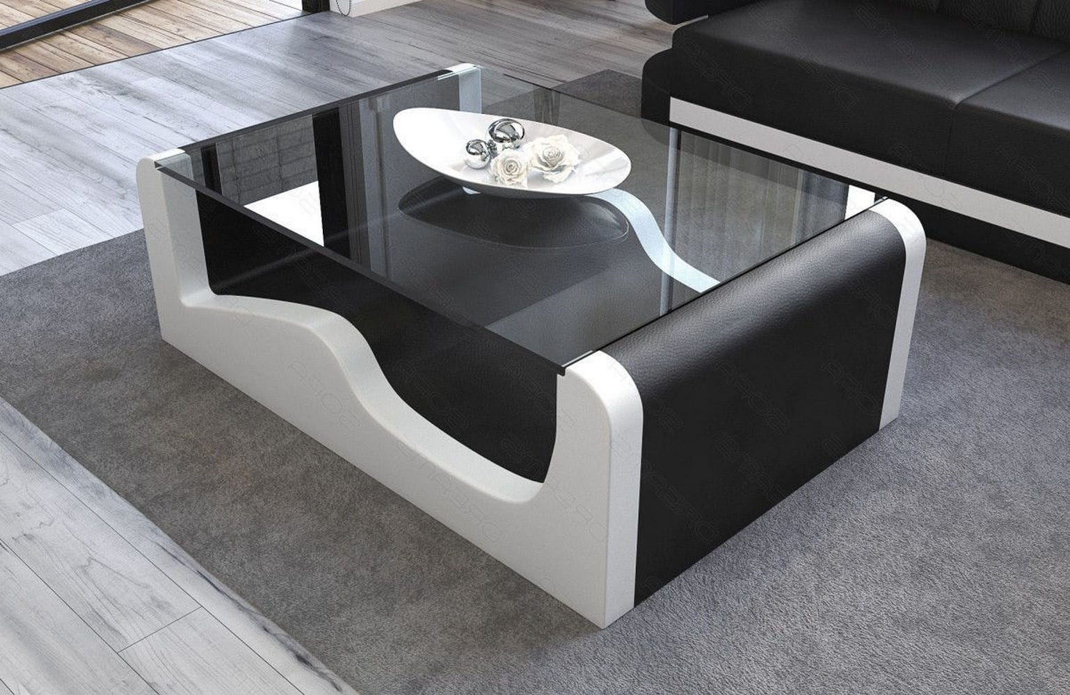 Design Wohnzimmertisch Wave – Modern & Elegant Schwarz-Weiß