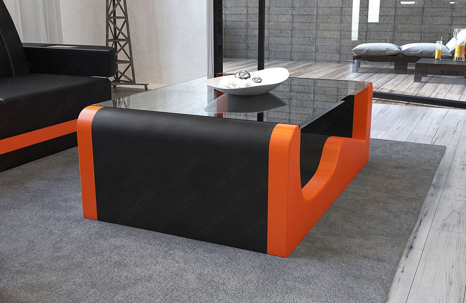 Couchtisch Wave schwarz-orange