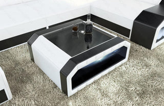 Couchtisch Matera in Leder Weiß-Schwarz