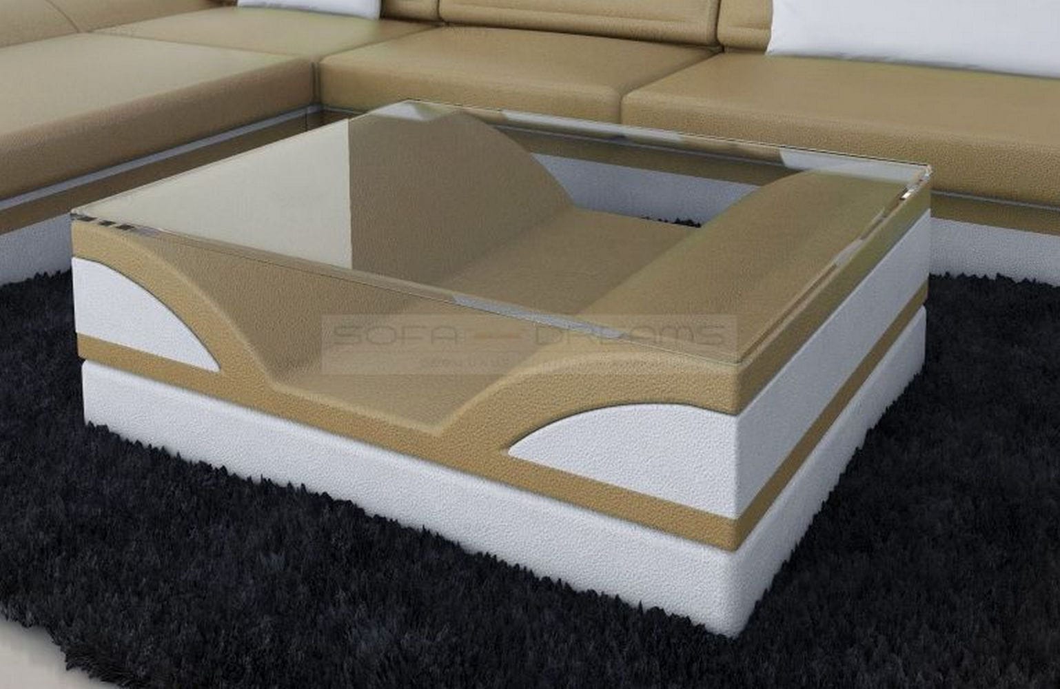 Designer Couchtisch Monza – Modernes Design Sandbeige-Weiß