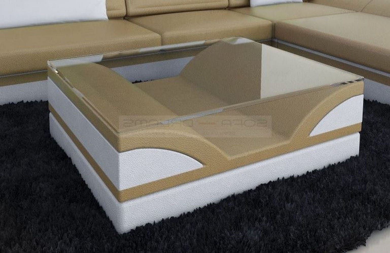 Designer Couchtisch Monza – Modernes Design Sandbeige-Weiß