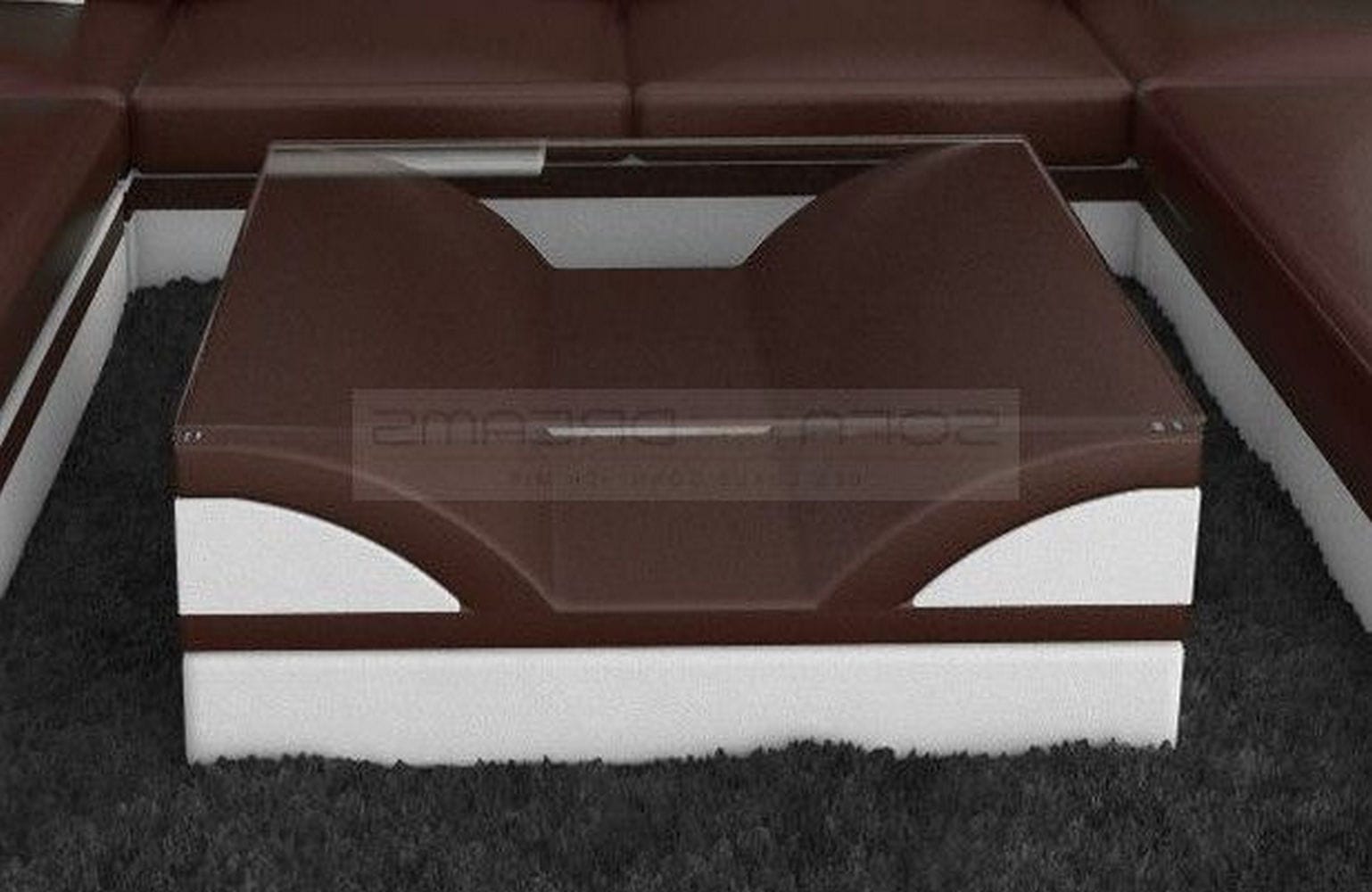 Designer Couchtisch Monza – Modernes Design Dunkelbraun-Weiß