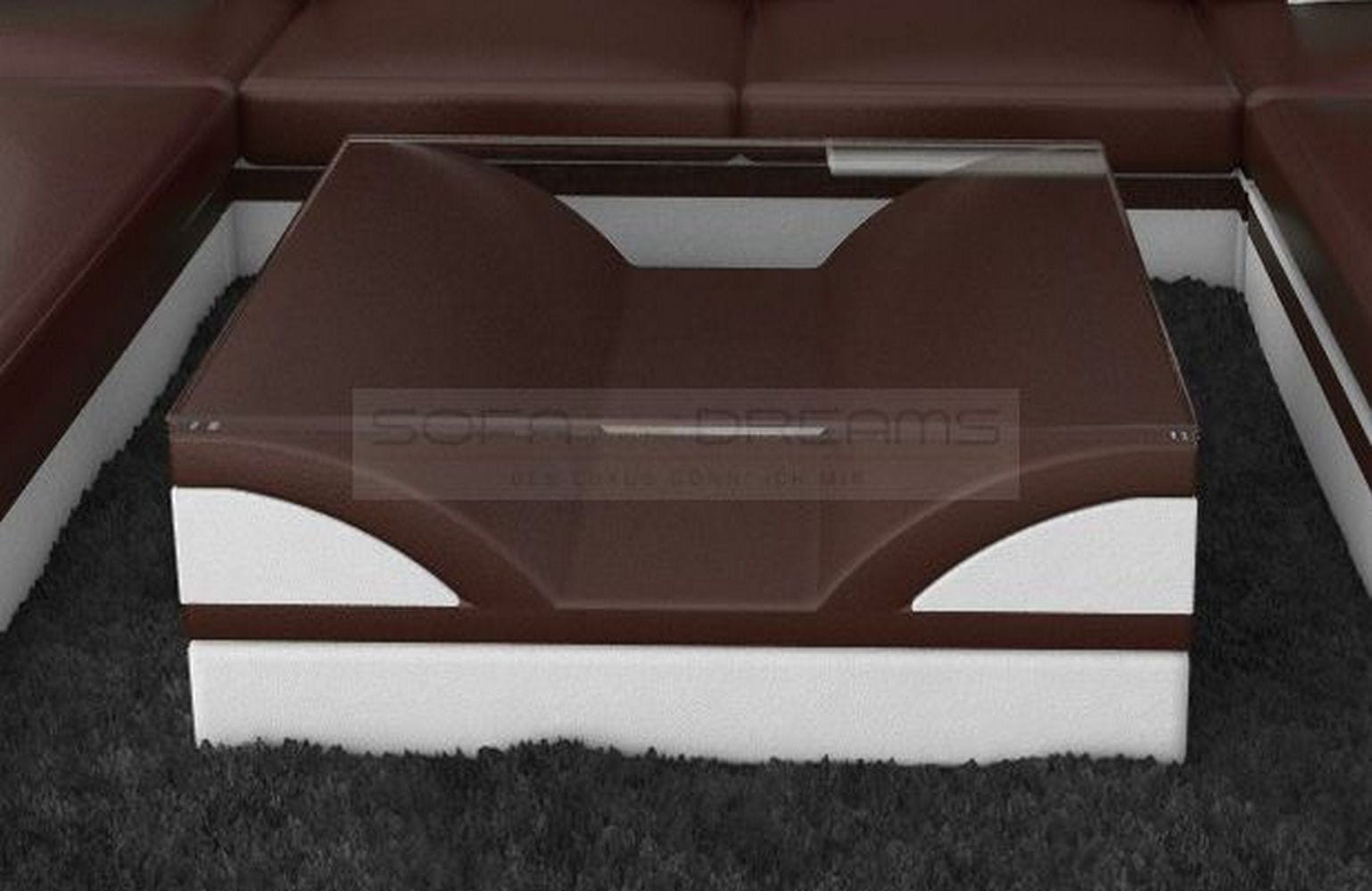 Designer Couchtisch Monza – Modernes Design Dunkelbraun-Weiß