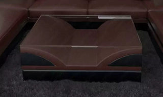 Couchtisch Monza in Leder Dunkelbraun-Schwarz