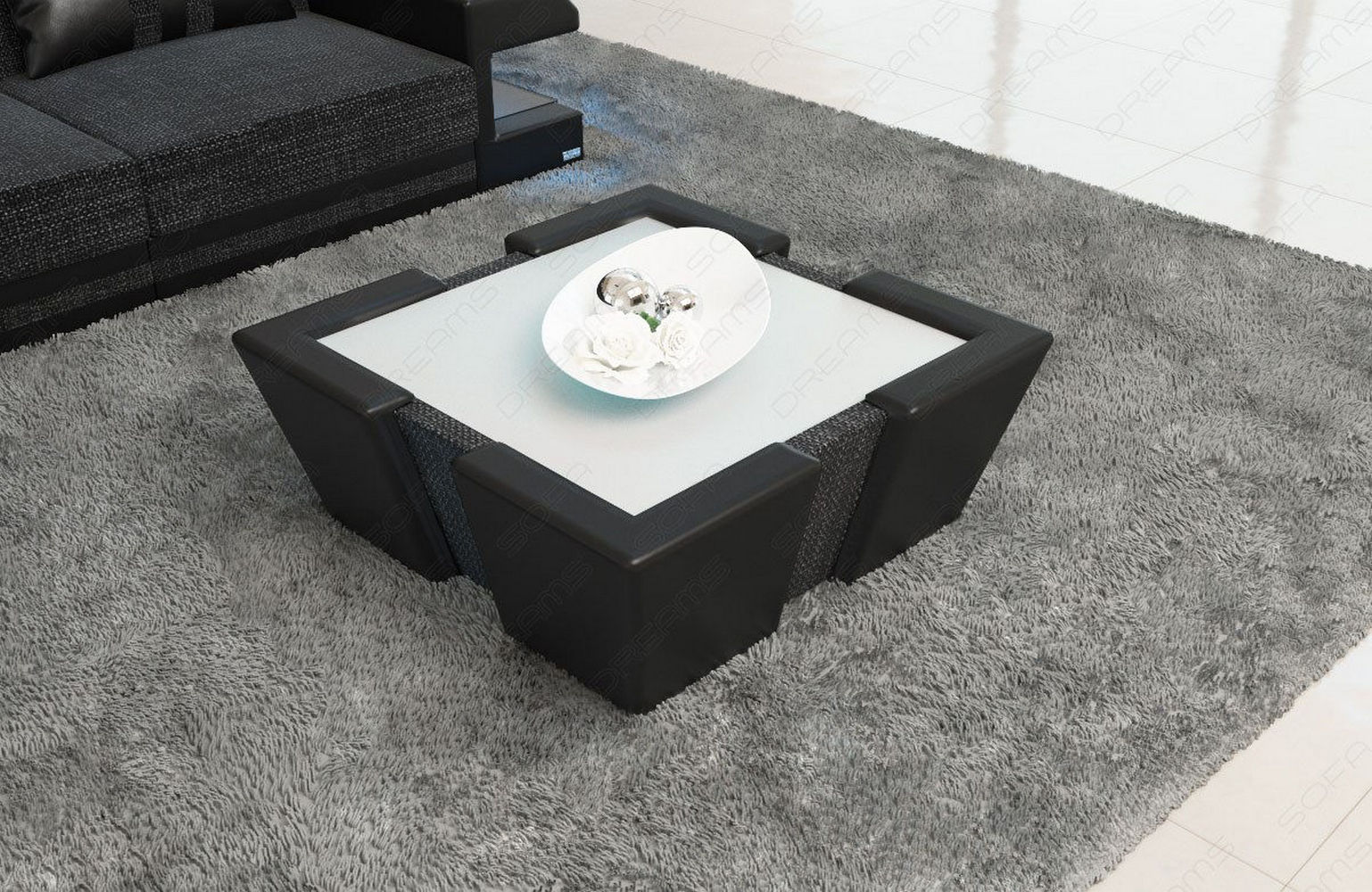 Stoff Couchtisch Apollonia mit LED