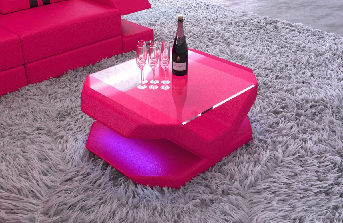 Couchtisch Venedig Eleganz in Leder Pink