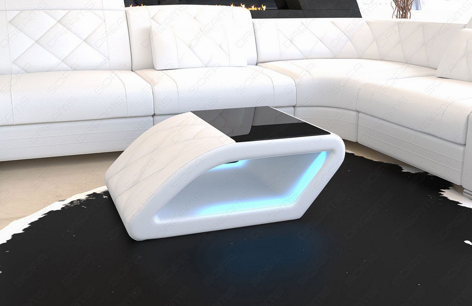 Leder Couchtisch Swing – Elegantes Design Weiß