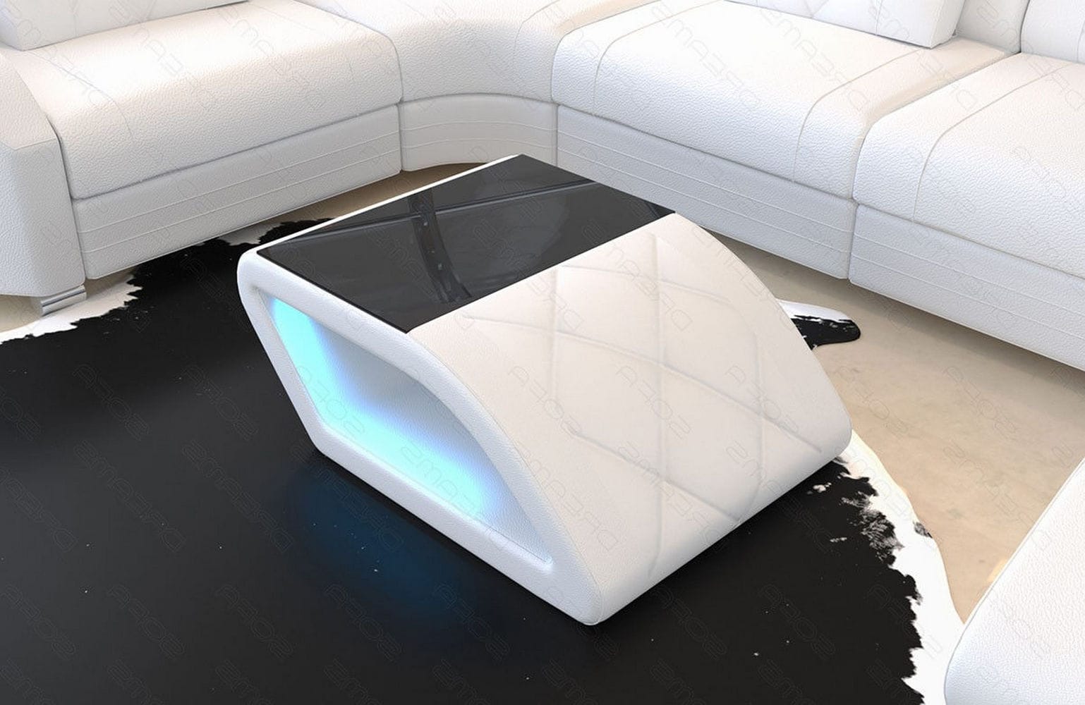 Leder Couchtisch Swing – Elegantes Design Weiß