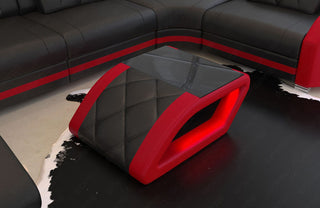 Couchtisch Swing in Leder Schwarz-Rot