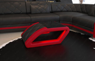 Couchtisch Swing in Leder Schwarz-Rot