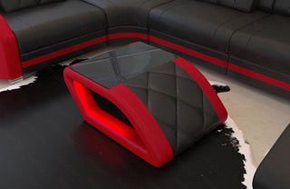 Couchtisch Swing in Leder Schwarz-Rot