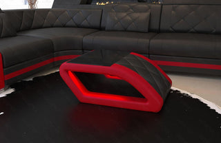 Couchtisch Swing in Leder Schwarz-Rot