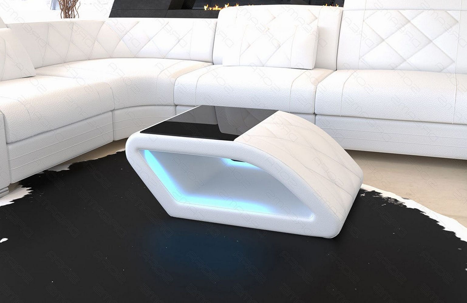 Leder Couchtisch Swing – Elegantes Design Weiß