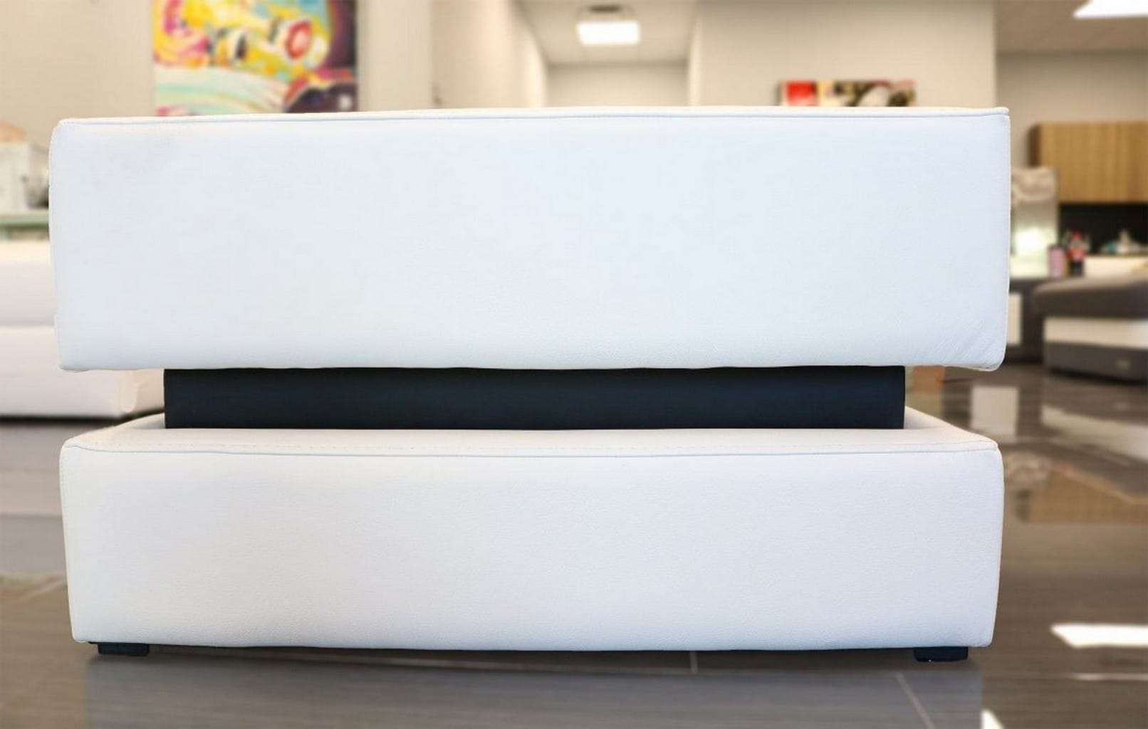 Leder Couchtisch HEAT, Modernes Design Weiß-Schwarz