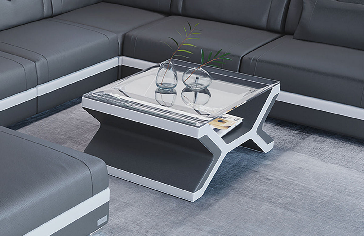 Designer Leder Couchtisch Napoli – Eleganz