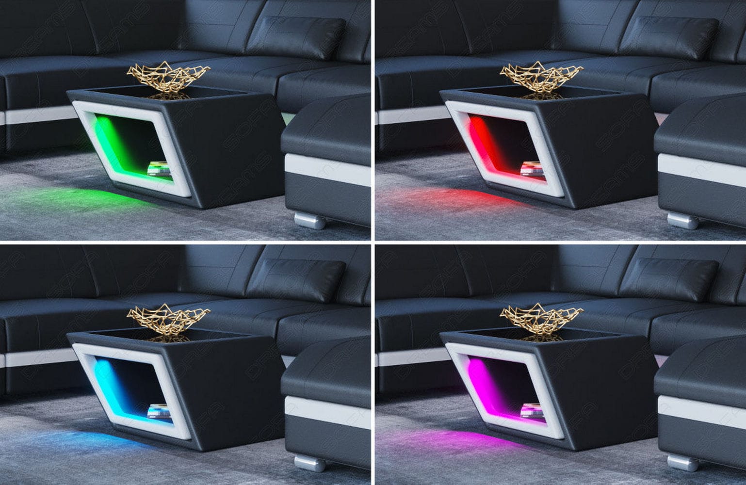 Designer Leder Couchtisch Catania – Edles Design Schwarz-Weiß