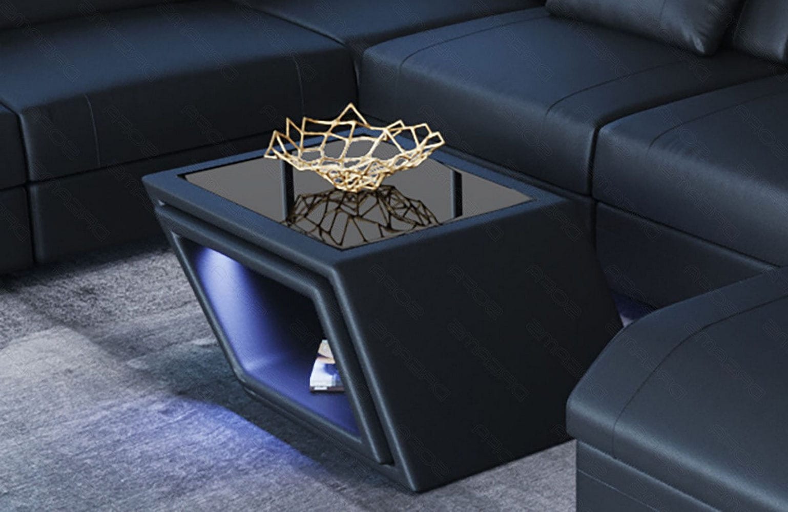 Designer Leder Couchtisch Catania – Edles Design Schwarz