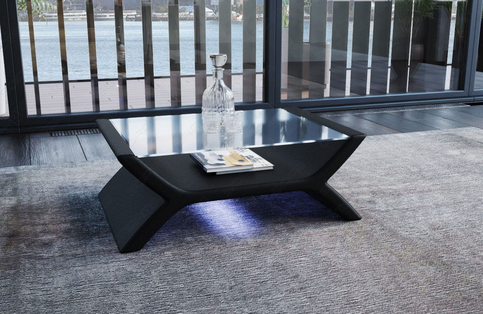 Couchtisch Calabria – Leder Design Schwarz