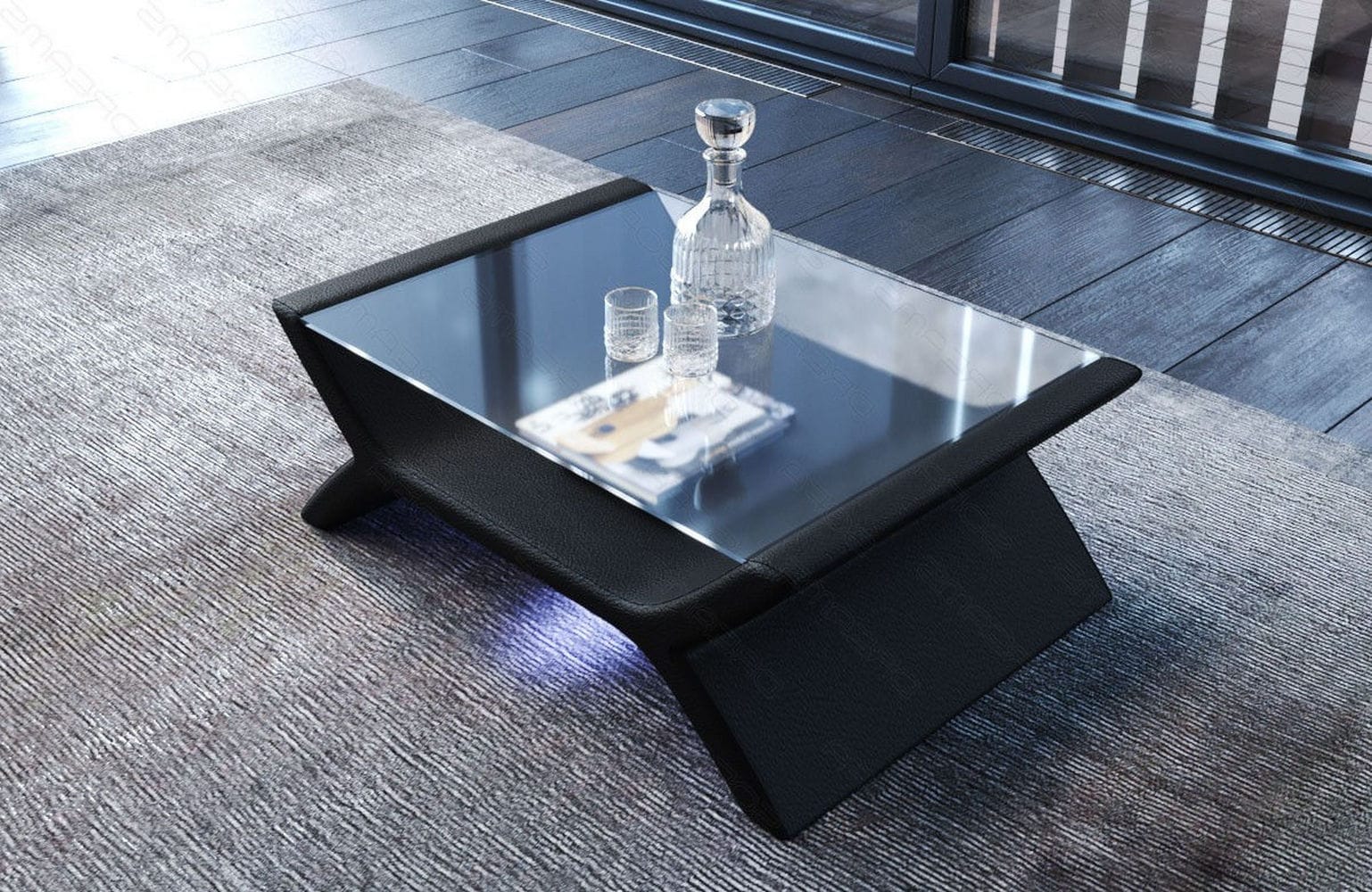 Couchtisch Calabria – Leder Design Schwarz