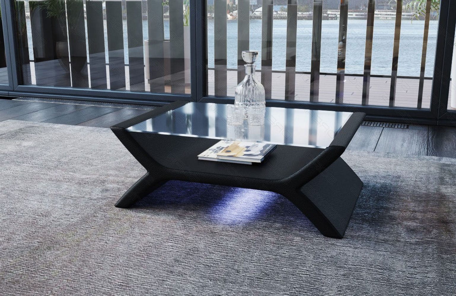 Couchtisch Calabria – Leder Design Schwarz