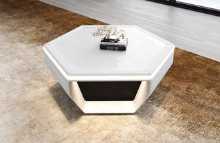Couchtisch Toscano in Leder Weiß-Schwarz