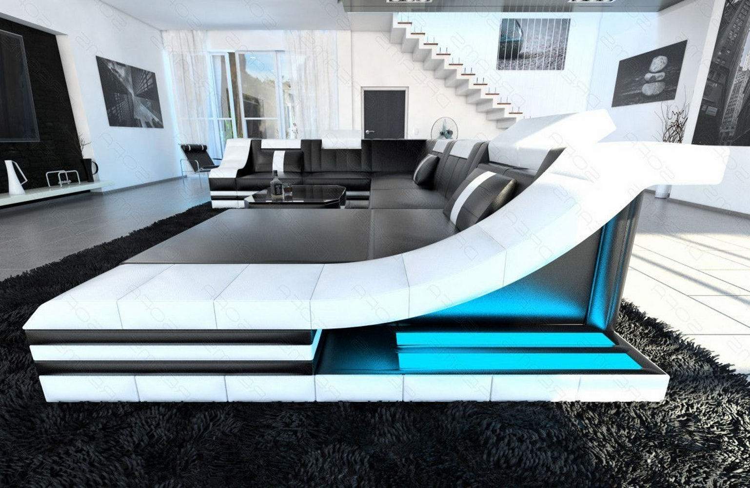 Mini Design Wohnlandschaft Turino XL mit LED