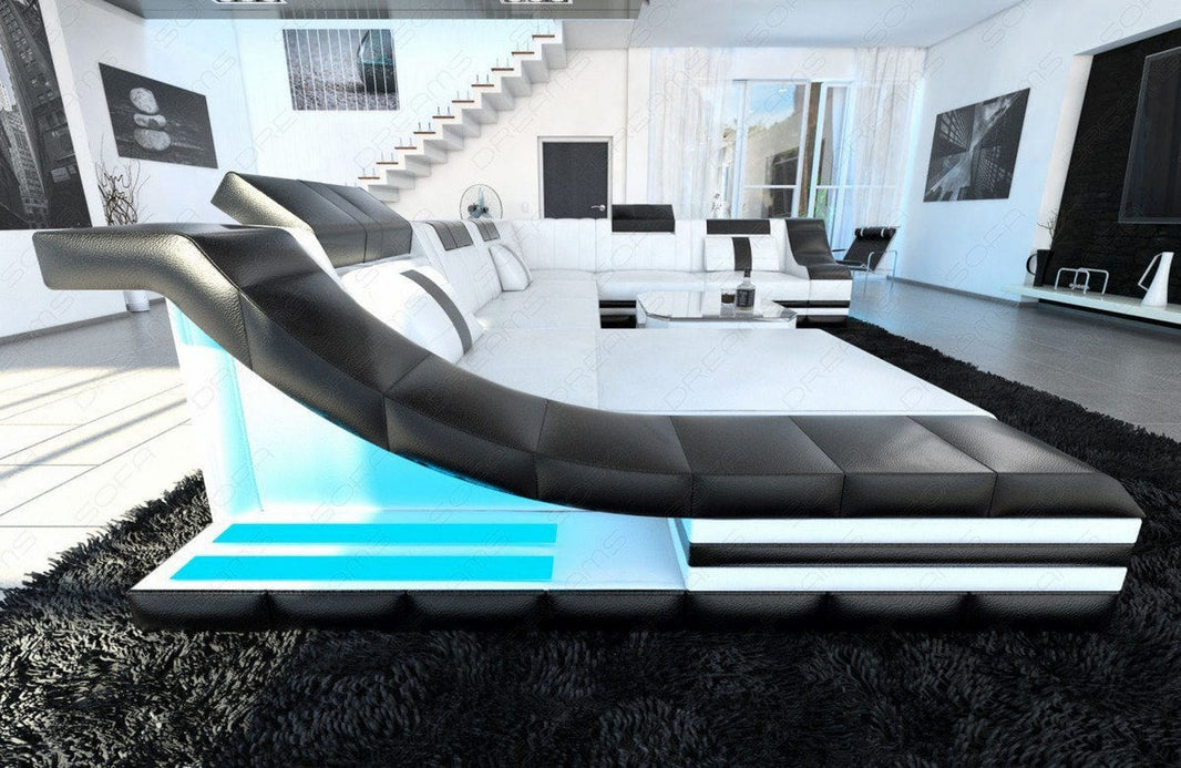 Mini XL Wohnlandschaft Turino U-Form aus Leder