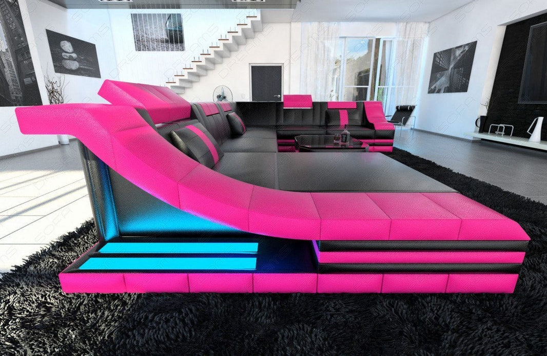 Mini XL Wohnlandschaft Turino U-Form aus Leder